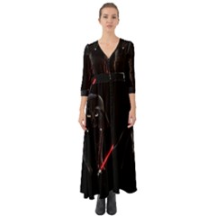 Darth Vader Cat Button Up Boho Maxi Dress by Valentinaart