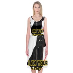 Darth Vader Cat Midi Sleeveless Dress by Valentinaart