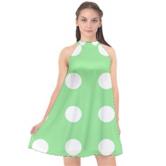 Lime Dot Halter Neckline Chiffon Dress  by snowwhitegirl