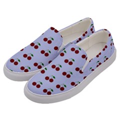 Blue Cherries Men s Canvas Slip Ons by snowwhitegirl