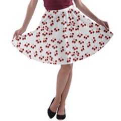 Red Cherries A-line Skater Skirt by snowwhitegirl