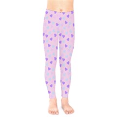 Blue Pink Hearts Kids  Legging by snowwhitegirl