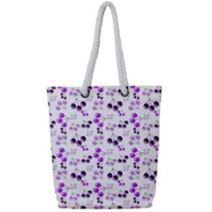 Purple Cherries Full Print Rope Handle Tote (small) by snowwhitegirl