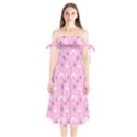 Music Star Pink Shoulder Tie Bardot Midi Dress View1