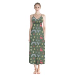 Music Stars Grass Green Button Up Chiffon Maxi Dress by snowwhitegirl