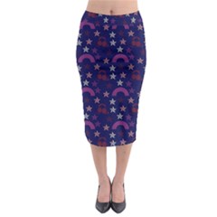 Music Stars Navy Midi Pencil Skirt by snowwhitegirl