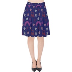 Music Stars Navy Velvet High Waist Skirt by snowwhitegirl