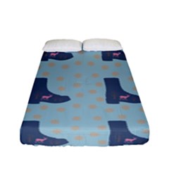 Deer Boots Teal Blue Fitted Sheet (full/ Double Size) by snowwhitegirl