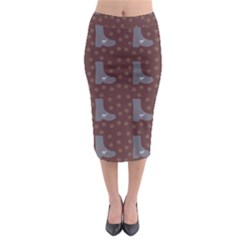 Deer Boots Brown Midi Pencil Skirt by snowwhitegirl