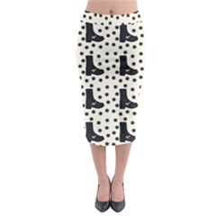 Deer Boots White Black Midi Pencil Skirt by snowwhitegirl