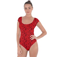 Red Music Short Sleeve Leotard  by snowwhitegirl