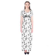 White Music Notes Short Sleeve Maxi Dress by snowwhitegirl