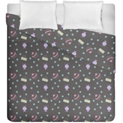 Cakes Yellow Pink Dot Sundaes Grey Duvet Cover Double Side (king Size) by snowwhitegirl