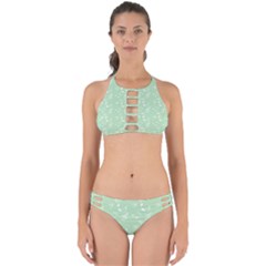 Mint Green White Music Perfectly Cut Out Bikini Set by snowwhitegirl