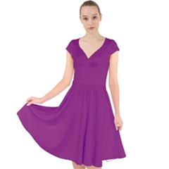 Grape Juice Cap Sleeve Front Wrap Midi Dress by snowwhitegirl