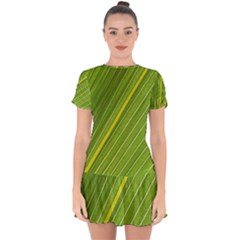 Leaf Plant Nature Pattern Drop Hem Mini Chiffon Dress by Nexatart