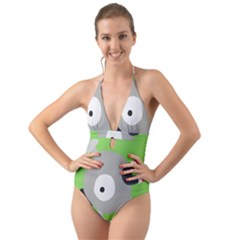 Magnemite (blue) Halter Cut-out One Piece Swimsuit by SamEarl13