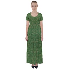 Stars In The Wooden Forest Night In Green High Waist Short Sleeve Maxi Dress by pepitasart