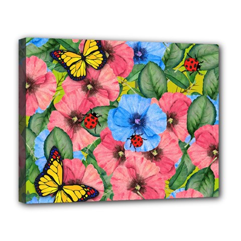 Floral Scene Canvas 14  X 11  by linceazul