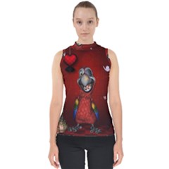 Funny, Cute Parrot With Butterflies Shell Top by FantasyWorld7