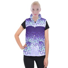 Purple Disintegrate Women s Button Up Puffer Vest by jumpercat