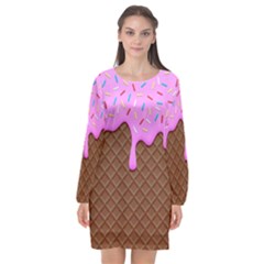 Chocolate And Strawberry Icecream Long Sleeve Chiffon Shift Dress  by jumpercat