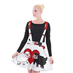 Valentines Day - Sheep  Suspender Skater Skirt by Valentinaart