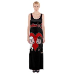 Valentines Day - Sheep  Maxi Thigh Split Dress by Valentinaart