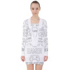 Gamer V-neck Bodycon Long Sleeve Dress by Valentinaart