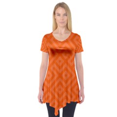 Seamless Pattern Design Tiling Short Sleeve Tunic  by Nexatart