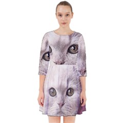 Cat Pet Cute Art Abstract Vintage Smock Dress by Nexatart