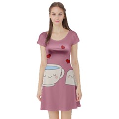 Cute Tea Short Sleeve Skater Dress by Valentinaart