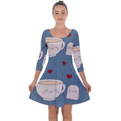 Cute Tea Quarter Sleeve Skater Dress by Valentinaart