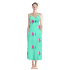 Love Heart Set Seamless Pattern Button Up Chiffon Maxi Dress by Nexatart