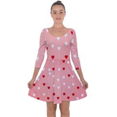 Heart Shape Background Love Quarter Sleeve Skater Dress by Nexatart