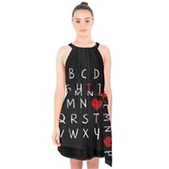 Love Alphabet Halter Collar Waist Tie Chiffon Dress by Valentinaart