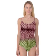 Knitted Wool Square Pink Green Camisole Leotard  by snowwhitegirl