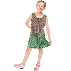 Knitted Wool Square Beige Green Kids  Tunic Dress by snowwhitegirl