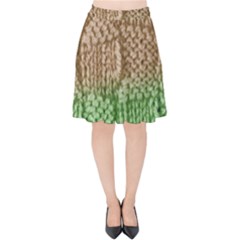 Knitted Wool Square Beige Green Velvet High Waist Skirt by snowwhitegirl