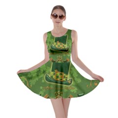 Happy St  Patrick s Day With Clover Skater Dress by FantasyWorld7