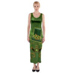 Happy St  Patrick s Day With Clover Fitted Maxi Dress by FantasyWorld7