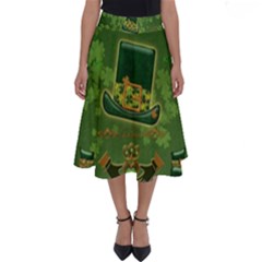 Happy St  Patrick s Day With Clover Perfect Length Midi Skirt by FantasyWorld7