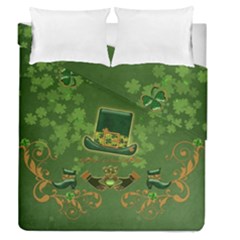 Happy St  Patrick s Day With Clover Duvet Cover Double Side (queen Size) by FantasyWorld7