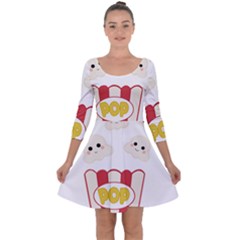 Cute Kawaii Popcorn Quarter Sleeve Skater Dress by Valentinaart