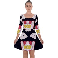 Cute Kawaii Popcorn Quarter Sleeve Skater Dress by Valentinaart