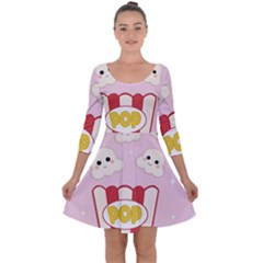 Cute Kawaii Popcorn Quarter Sleeve Skater Dress by Valentinaart