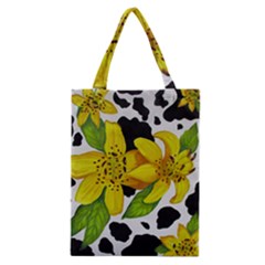 Floral Cow Print Classic Tote Bag by dawnsiegler