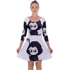 Cute Grim Reaper Quarter Sleeve Skater Dress by Valentinaart