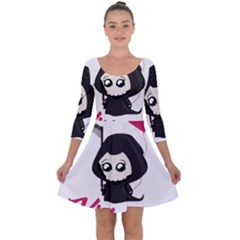 Cute Grim Reaper Quarter Sleeve Skater Dress by Valentinaart