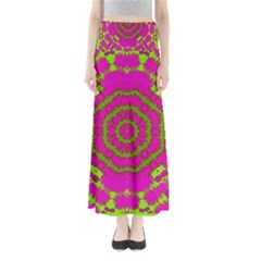 Fern Forest Star Mandala Decorative Full Length Maxi Skirt by pepitasart